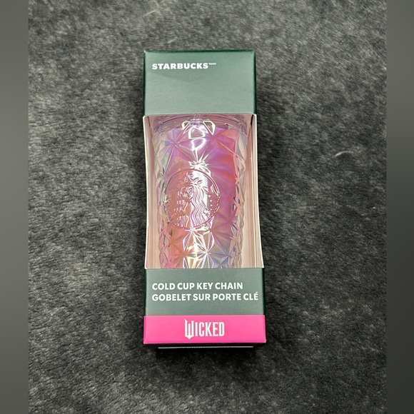 NWT Starbucks X Wicked Glinda Pink Prism Cup Keychain - Picture 2 of 4